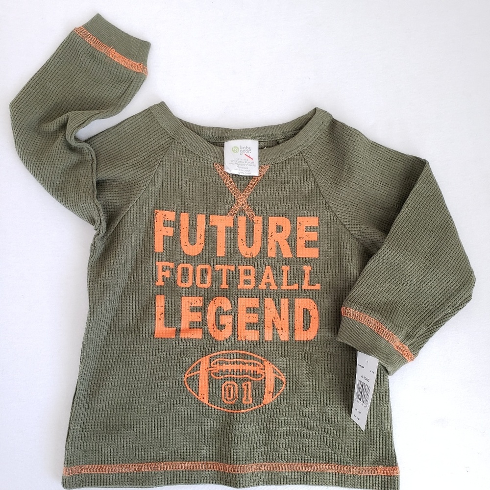 Green Football Baby Thermal Shirt  - 12 mos
